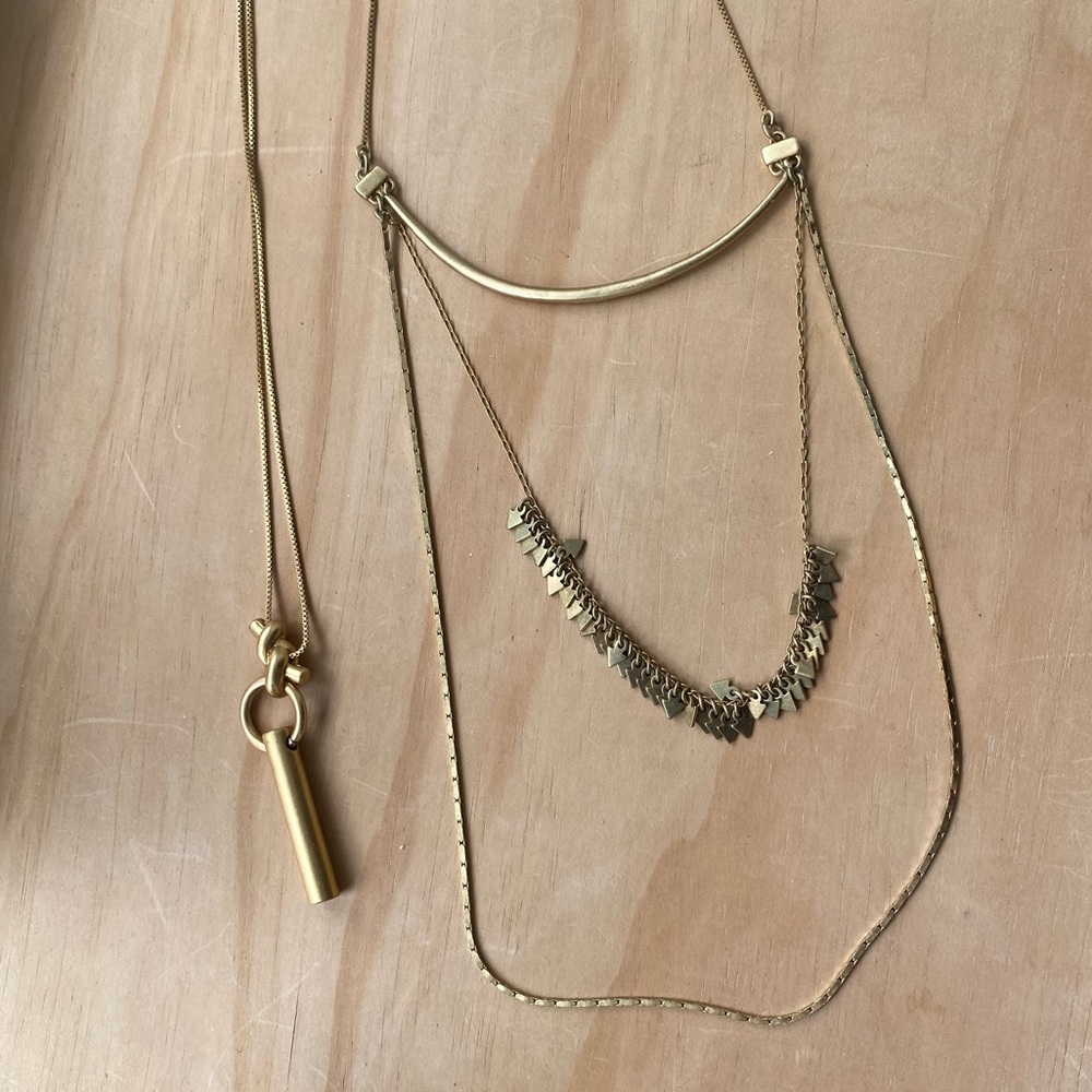 2 Madewelll Long gold Necklaces